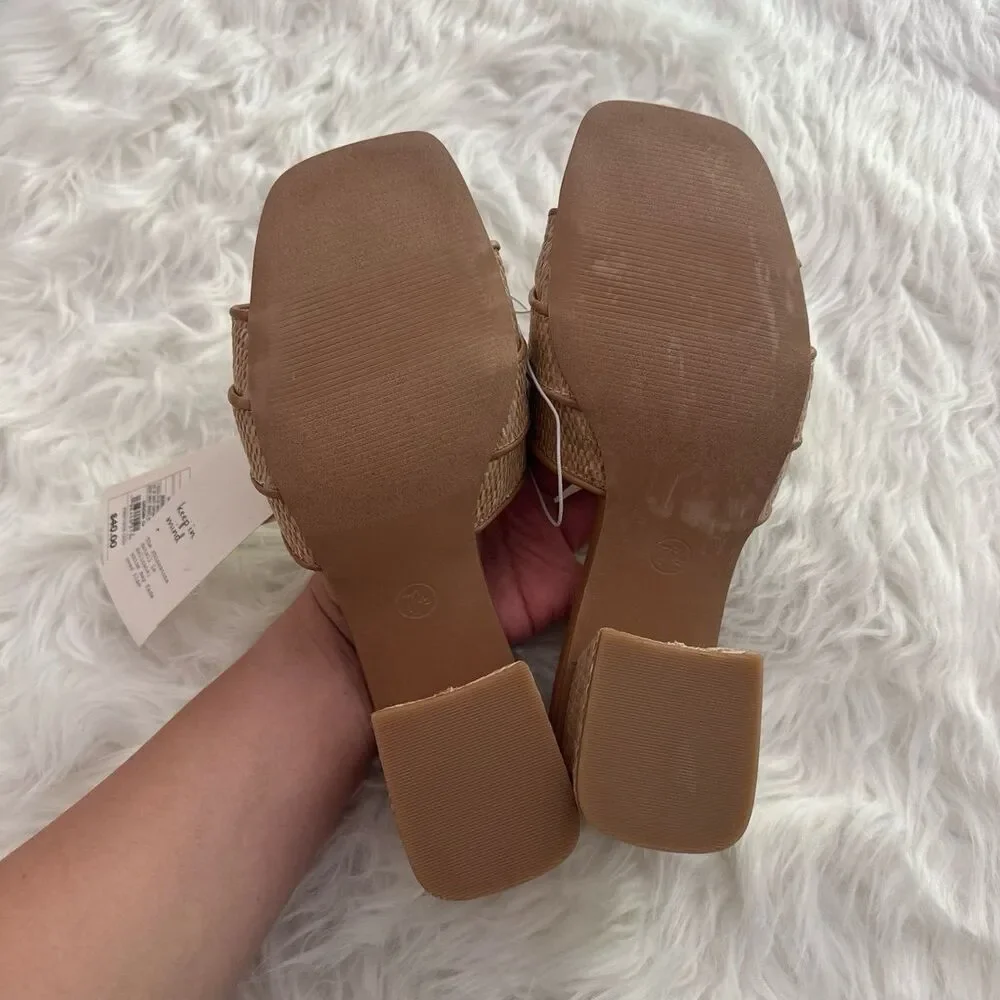 A New Day Kathleen Raffia Buckle Block Heels 7.5